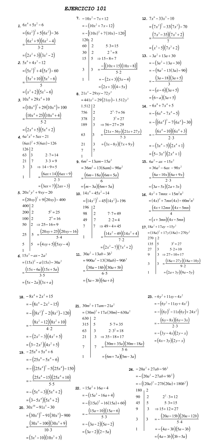 Ejercicios Trinomio De La Forma Ax2 Bx C Pdf
